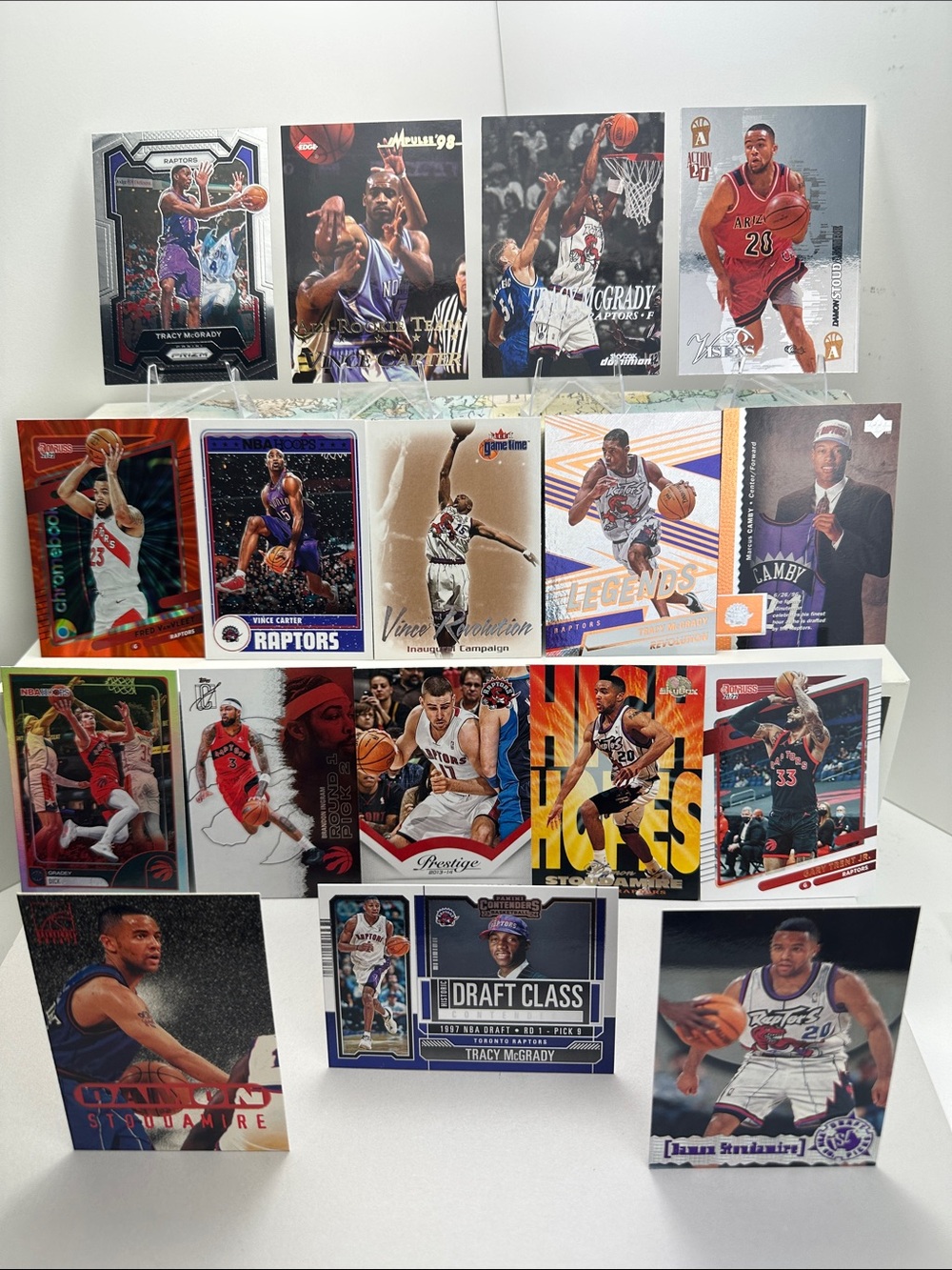 Raptors Vince Carter Rookie w/ 4 Damon Stoudamire rookies +McGrady/Camby